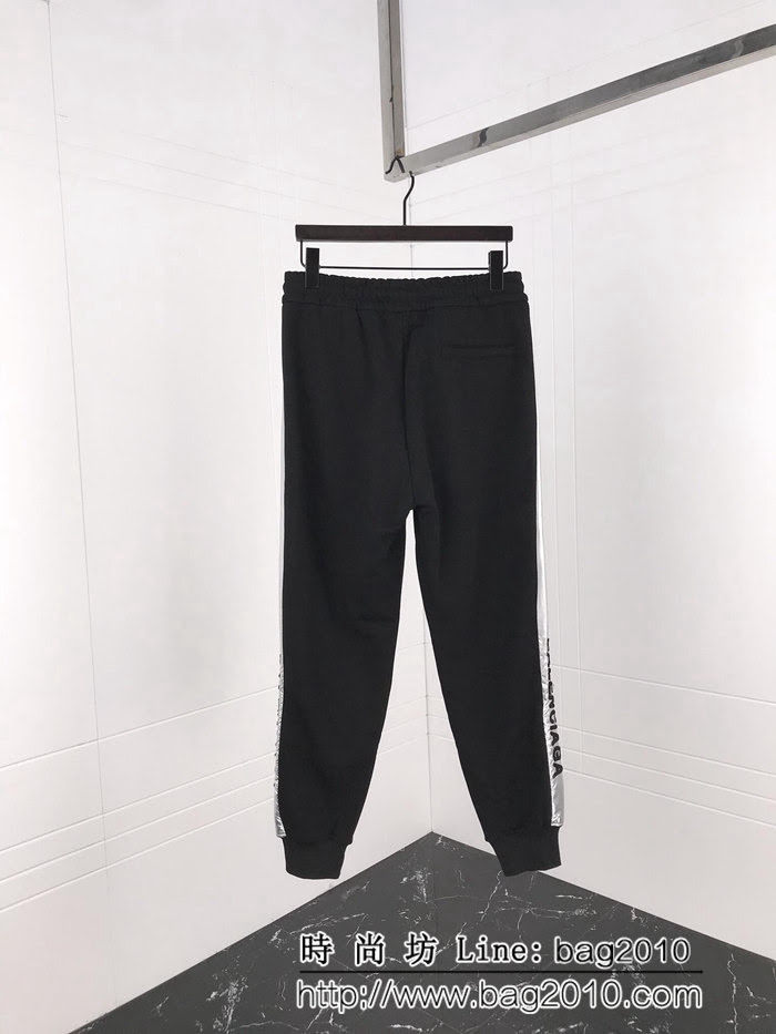 BALENCIAGA巴黎世家 18冬季新款 銀色面料拼接 刺繡字母 純棉加絨長褲 男女同款 ydi1670
